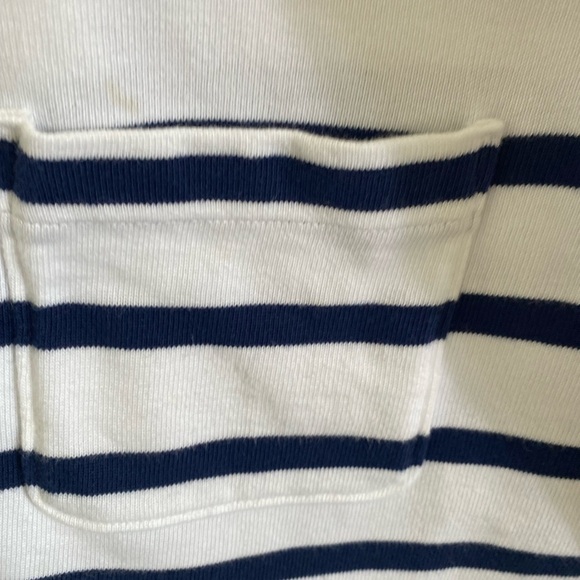 Kate Spade Women Cotton Top Shirt Long Sleeves V-neck White w/Navy Stripes - Picture 7 of 7